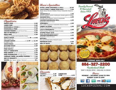 Luca's Pizza has delicious pizzas, salads, cheesesteaks, chicken cheesesteaks, chicken cutlet sandwiches, French fries and more.