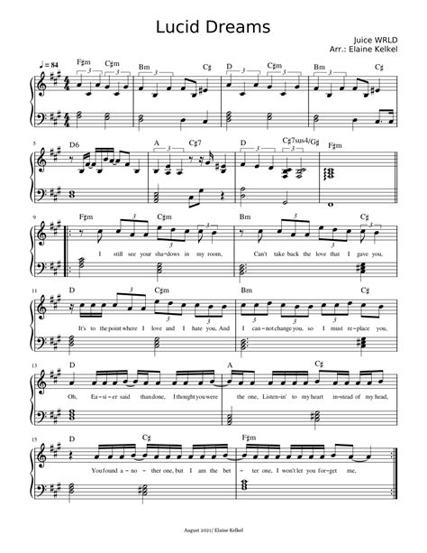 Lucid dreams piano notes.  You were my everything, thoughts of a wedding ring.  View an...