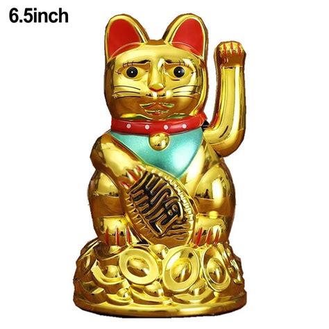 Lucky Cat Gold Fortune Lucky Waving Cat 6.5\" Inch Beckoning …