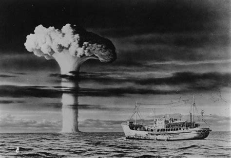 But the prize, if it is a prize, for sheer bad luck and cosmic unfairness must go to the Japanese tuna-fishing vessel, known in English as the Lucky Dragon No. 5, which was caught in atomic fallout near Bikini Atoll in 1954.. 