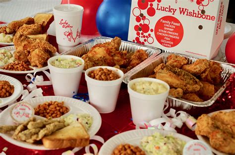Lucky woshbone. Lucky Wishbone's Big Box Special is here to feed the whole crew for under $20. You'll do a double take. Order online. www.luckywishbone.com #luckywishbone. 