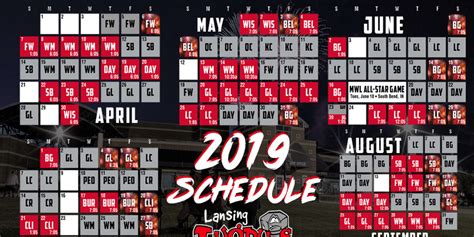 Lugnuts schedule. LANSING, Mich. – The Lansing Lugnuts, the High-A affiliate of the Oakland Athletics, officially announce the 2024 Promo Schedule for their 28th Minor League season, opening with a jersey giveaway and featuring three bobblehead giveaways, 13 specialty jerseys and 16 LAFCU Fireworks nights. Single game tickets are now on sale at the Jackson® … 