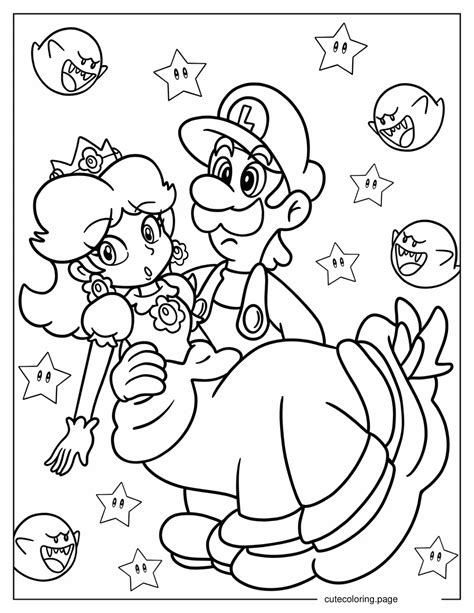 Luigi and daisy Colouring Pages Navidad