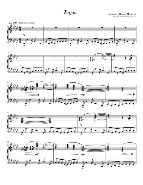 Lujon – Henry Mancini Sheet music for Piano (Solo)