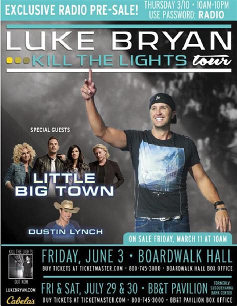 Luke bryan presale code. — Luke Bryan (@lukebryan) April 26, 2023 "I can't wait to get back in the fields, up close to the fans & honoring our American farmer," Bryan said in a tweet. Presale tickets go on sale May 1 at ... 