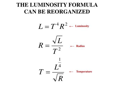 surface area = 4π R2 (4.5) where R is the radius of the star. To calculate the total luminosity of a star we can combine equations 4.4 and 4.5 to give: L ≈ 4π R2σT4 (4.6) Using equation 4.6 all we need in order to calculate the intrinsic luminosity of a star is its effective temperature and its radius. . 
