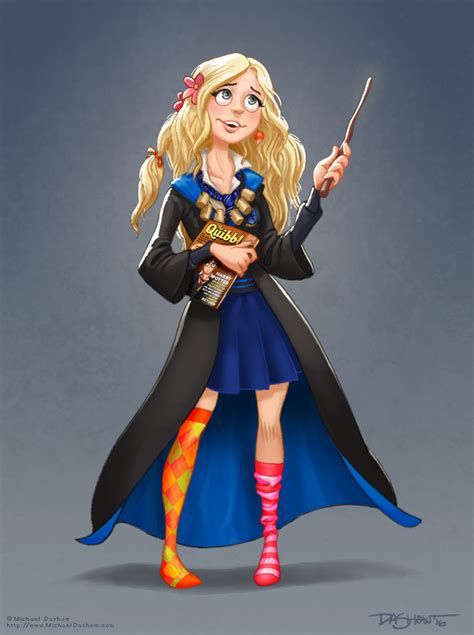 Luna Scamander (née Lovegood) (born c. 1981) was a witch and daughter of Xenophilius Lovegood and his wife. As her mother accidentally died when Luna was young, Luna was raised by her father, editor of the magazine The Quibbler , in a rook-like house around the village of Ottery St. Catchpole . 