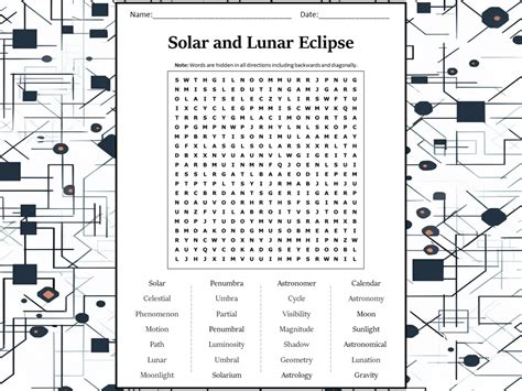 Lunar Eclipse Word Search Puzzle Worksheet Activity Teaching Resources