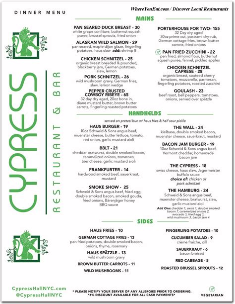 Lunch Menu - Cypress Hall