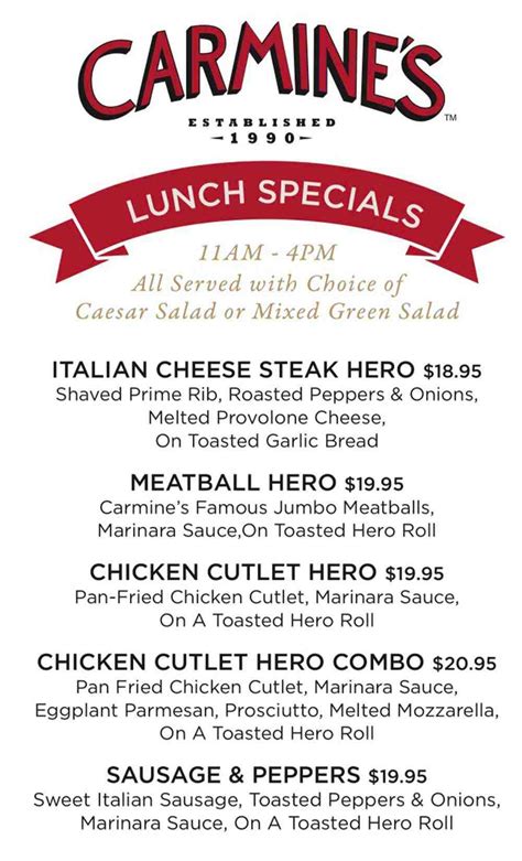 Lunch Menu Carmines