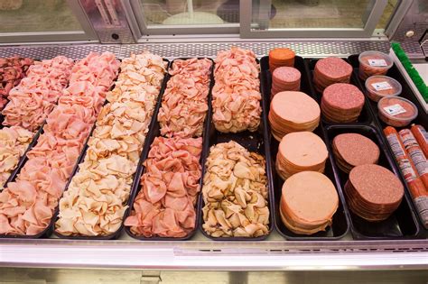 Lunch meat deli. 2) Moderately Processed – These are pieces of excess meat that are removed from the bone and ground together. Once ground, they are emulsified into a soft cake- ... 
