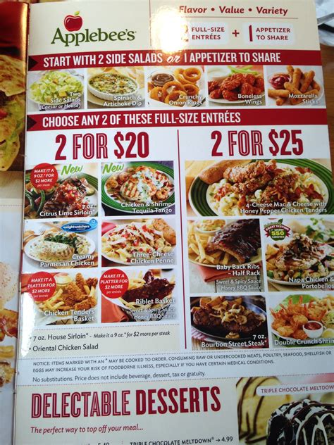 Lunch menu applebee. Applebee’s Menu Nutrition Facts . Applebee’s is proud to present our guests with nutrition information to make every menu choice a success. Review our restaurant nutritional guide and find essential nutrition info on all of our menu items. Enjoy every bite at Applebee’s! 