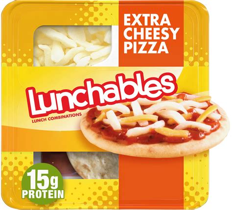 Lunchable pizza. Oscar Mayer Lunchable Extra Cheese Pizza, 4.5 Ounce -- 16 per case. 4.4 out of 5 stars. 2. No featured offers available $65.52 (1 new offer) Annie's Organic Variety Pack, Cheddar Bunnies, Bunny Grahams & Cheddar Squares, 12 Pouches. Cheddar Bunnies. 12 Count (Pack of 1) Options: 18 sizes, 24 flavors. 