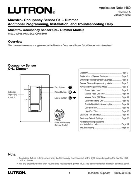 Lutron Maestro MSCLOP153MLA Troubleshooting