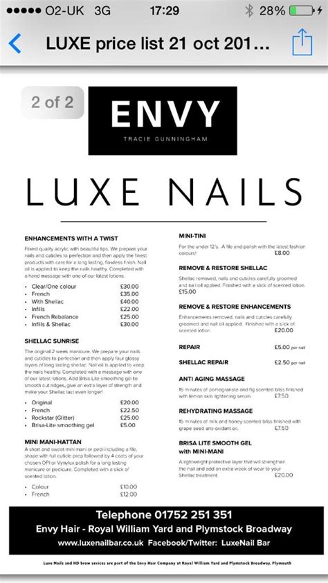 Luxe Nail Bar Prices