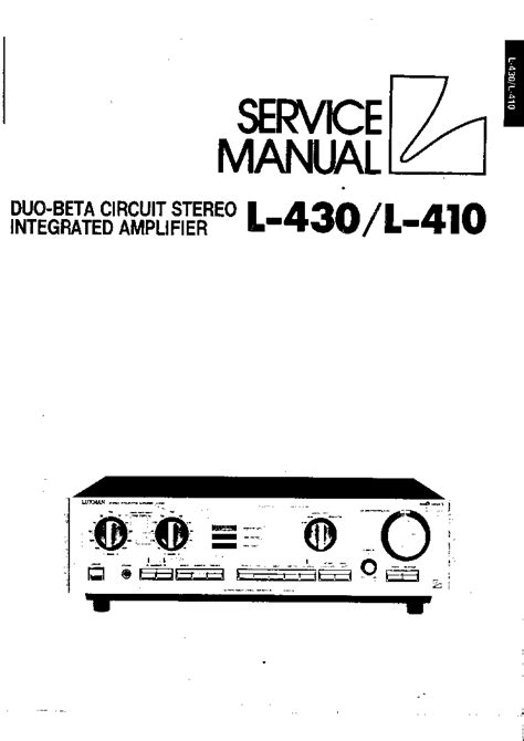 Luxman l 410 l 430 amplifiers service repair manual. - Nutritarian handbook andi food scoring guide.