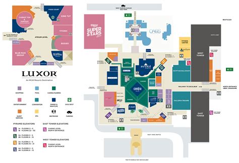 Luxor hotel map. Luxor Hotel & Casino, MGM Collection, is one of the most iconic hotels on the Strip. Known by its distinctive pyramid shape and beaming light, this 4,397 room resort features spacious rooms, dazzling entrainment, and various dining options fit for everyone's taste buds. See legendary Las Vegas entertainment like Blue Man Group, Fantasy, Carrot ... 