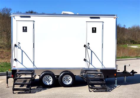 Luxury restroom trailer for sale.  Standard features include Amish craf...