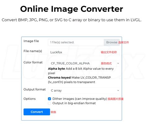 Lvgl image converter. 2.  Choose Raw with alpha Color format and Lvgl_image_con...