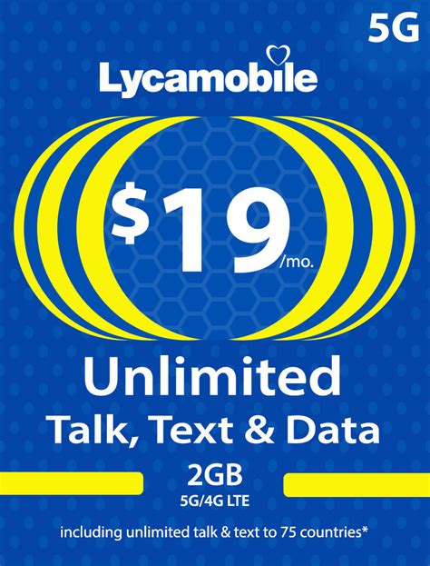 New Lines Only $33 High Data Plan 9GB Data at up to 5G speeds $33.00 $10.00 /30 Days Unlimited nationwide Talk & Text Unlimited International Talk & Text to 85+ Countries View more New Lines Only $19 Unlimited International Plan 2GB Data at up to 5G speeds $19.00 $5.00 /30 Days. 