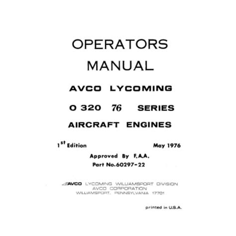 Lycoming aircraft o 320 76 series engine operator s owner s user manual download. - Ryobi 10 inch miter saw manual.