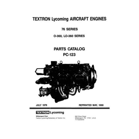 Lycoming o 360 lo 360 76 series aircraft engines parts catalog manual. - Filosofia morale secondo l'opinione dei peripatetici.