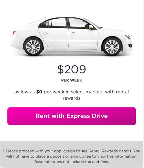 The Hertz weekly rental base rate for Lyft Express Drive is as low as $219 per week. The base rate excludes taxes, fees, gas, and other additional charges. You’ll also be prompted for a refundable security deposit.
