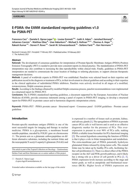 Lymph node classification in E‑PSMA reporting guidelines