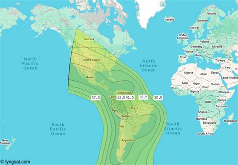 Lyngsat 14w.  The dish sizes are approximate.  The EIRP values are based on footprint...