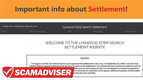 WELCOME TO OF LYNWOOD STRIP SEARCH SETTLEMENT WEBSITE. Updates (7/11/23): That Settlement has been finally approved and became effective on November 3, 2021. The 2022 benefit checks were mailed out on January 21, 2022. Update: The second round of payments used mailed to eligible Class Memberships on July 7, 2023. If needed, i allowed request a .... 