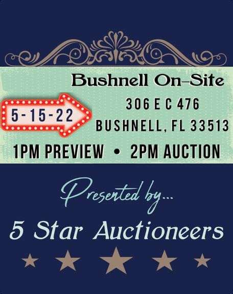 Bushnell, Florida 2024 (ONSITE- LIVE) DAY 7 - Friday, 02/09/2024 09:00 AM EST | Alex Lyon & Son - America's Auction Company +1 315 633 2944 About Us. 