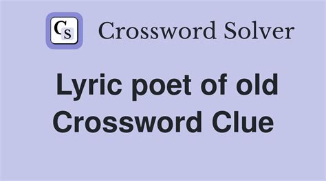 The Crossword Solver found 30 answers to "Greek lyric poetess", 6 letters crossword clue. The Crossword Solver finds answers to classic crosswords and cryptic crossword puzzles. Enter the length or pattern for better results. Click the answer to find similar crossword clues . A clue is required.