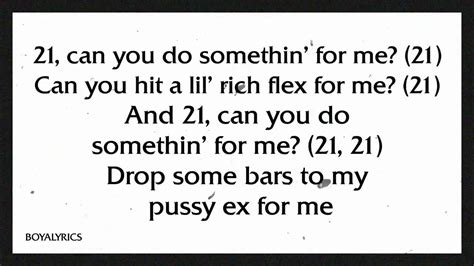 Download Lyrics 21 Can You Do Something For Me MP3 Free in Shop Top Designer Clothing Brands Online at REVOLVE uploaded by TikTokTunes. The lyrics-21-can-you-do-something-for-me have 04:30 and 712,486. Details of Drake, 21 Savage - Rich Flex (Lyrics) | 21 can you do sum for me MP3 check it out. . 