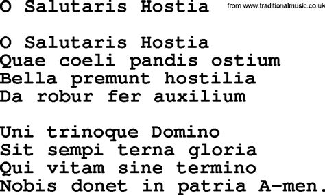 Lyrics containing the term: hóstia