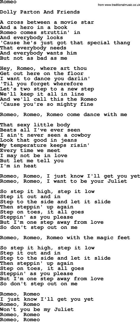 Lyrics for Romeo by Dolly Parton - Songfacts