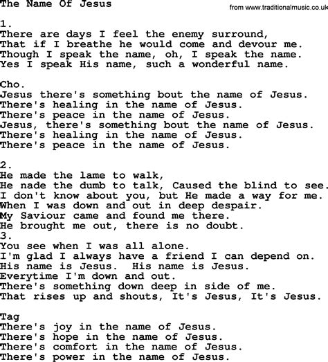 Lyrics for in jesus name. Things To Know About Lyrics for in jesus name. 