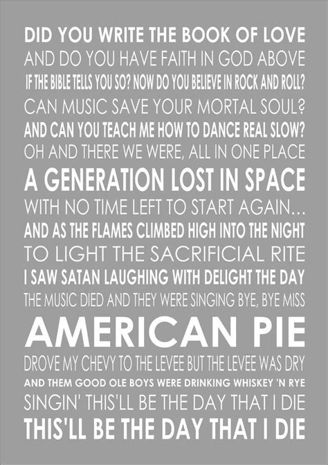 Lyrics from american pie. Things To Know About Lyrics from american pie. 