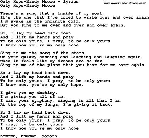 Lyrics on hope. About Hope. "Hope" is a song by American rapper Twista from the soundtrack of the 2005 movie Coach Carter. Featuring singer Faith Evans who performs the chorus, the song mainly focuses on Twista's view on the War on Terrorism. The version featuring Faith Evans can also be found on her album The First Lady. An alternate version of the song, sung ... 