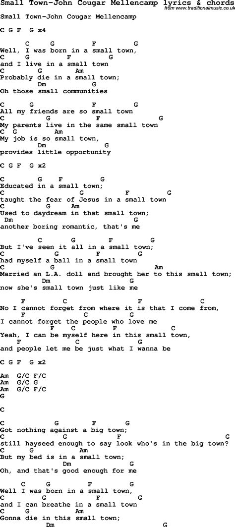 Lyrics small town. Things To Know About Lyrics small town. 