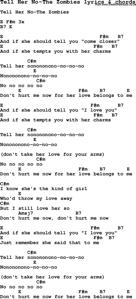Lyrics tell her no. Things To Know About Lyrics tell her no. 