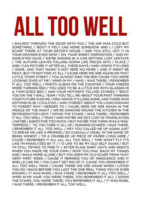 Lyrics to all too well. Things To Know About Lyrics to all too well. 