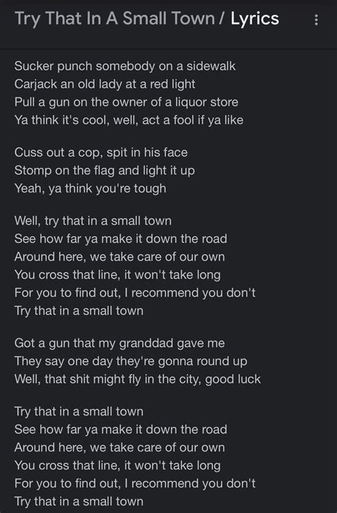 Lyrics to try that in a small town. Things To Know About Lyrics to try that in a small town. 