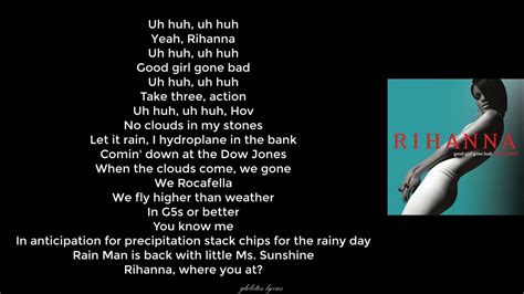 Lyrics to umbrella by rihanna. Lyric video for "Umbrella" by Rihanna, JAY-Z. Rihanna - Umbrella (Lyrics) ft. JAY-ZGet Rihanna’s eighth studio album ANTI now:Download on TIDAL:... 