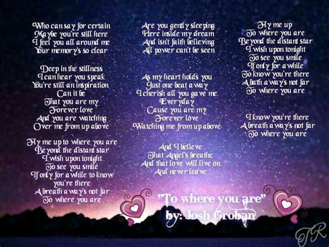 To Where You Are Lyrics by Josh Groban from the Josh Groban [Japan Bonus Track] album- including ... 