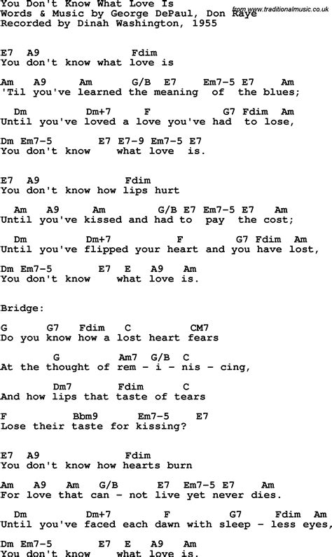 Lyrics you don't know what love is. Things To Know About Lyrics you don't know what love is. 
