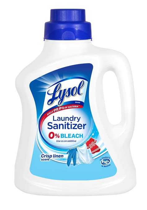 Lysol sanitizer laundry. Introducing Lysol laundry sanitizer, an additive specially designed to kill 99.9% of bacteria in laundry (when used as directed). Simply add Lysol laundry sanitizer to your rinse cycle. It does not contain any chlorine bleach and even works in cold water so is safe to use on most fabrics including whites, colors and darks. 