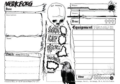 Mörk Core Character Sheet Printer Friendly PDF PDF