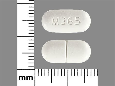 The M365 pill is available in various strengths to cater to different levels of pain intensity, providing flexibility in dosage options. Physical Characteristics. The M365 pill is white with an oblong shape, and is approximately 15 mm wide. The imprint on the pill reads “M365.” M365 Pill Applications