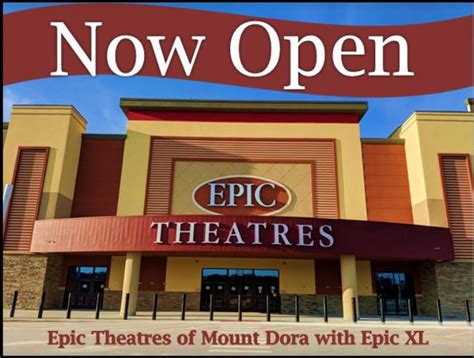 EPIC Theatres Mount Dora LLC; EPIC Theatres Mount Dora LLC. Read Reviews | Rate Theater 2300 Spring Harbor Blvd., Mount Dora, FL 32757 352-720-3179 | View Map. Theaters Nearby AMC Lake Square 12 (7.2 mi) Regal Wekiva Riverwalk (15.7 mi) ... Find Theaters & Showtimes Near Me Latest News See All .. 