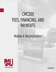 M4L1 PSG Notes CMC200 Fees Financing and Payments Module 4 Reconciliations Student Guide